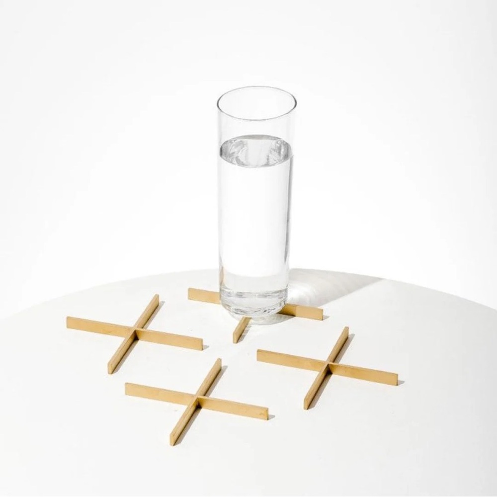 Fruitsuper Solid Brass Lift Coasters Set of 4 Modern Minimalist‎ Drink Coasters